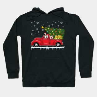 Red Truck pick up Miniature American Shepherd Christmas  lover gift T-Shirt Hoodie